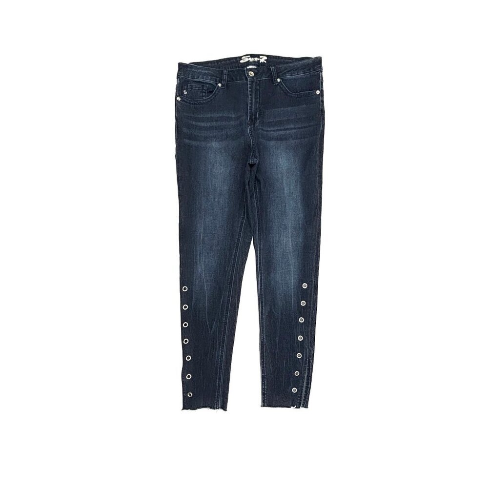 Seven7 Cropped Raw Hem Loopholes Women's size 13 Dark Wash Blue Denim Jeans